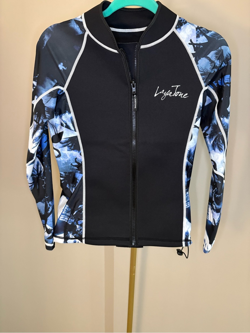 LayaTone Women's 3mm Neoprene Wetsuit Jacket Tropical Palm Sleeves